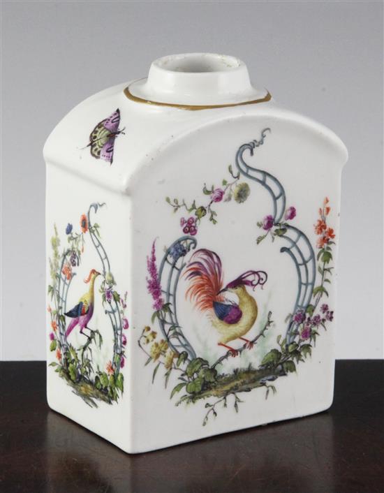 A Meissen rectangular tea caddy, mid 18th century, 10.5cm (4.1in.)